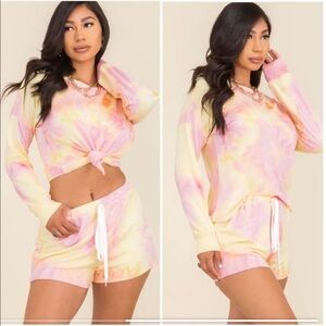 Pink Tie Dye Two Piece Short Set